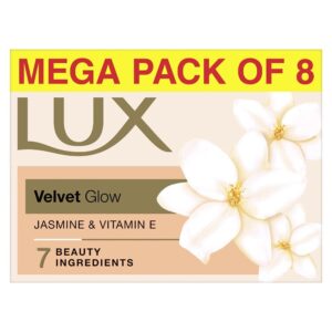 LUX Velvet Glow Jasmine & Vitamin E for Glowing Skin Beauty Soap Pack of 8