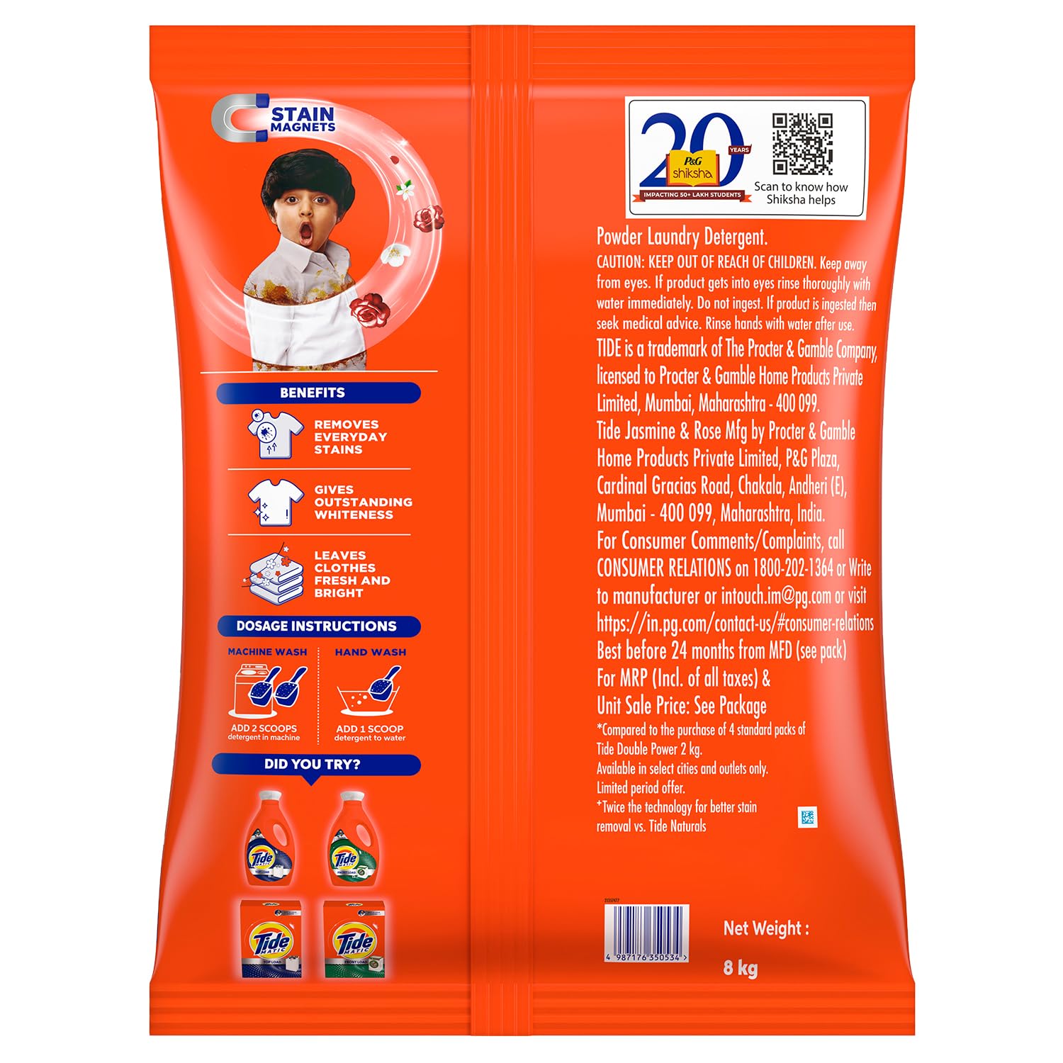 Tide Plus Double Power Washing Detergent Powder - 8 kg - Image 3